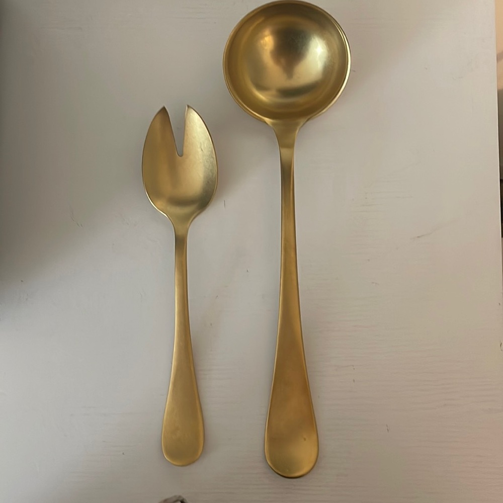 Mepra 18/10 Italian Vintage Oro Gold Serving Fork and Ladle